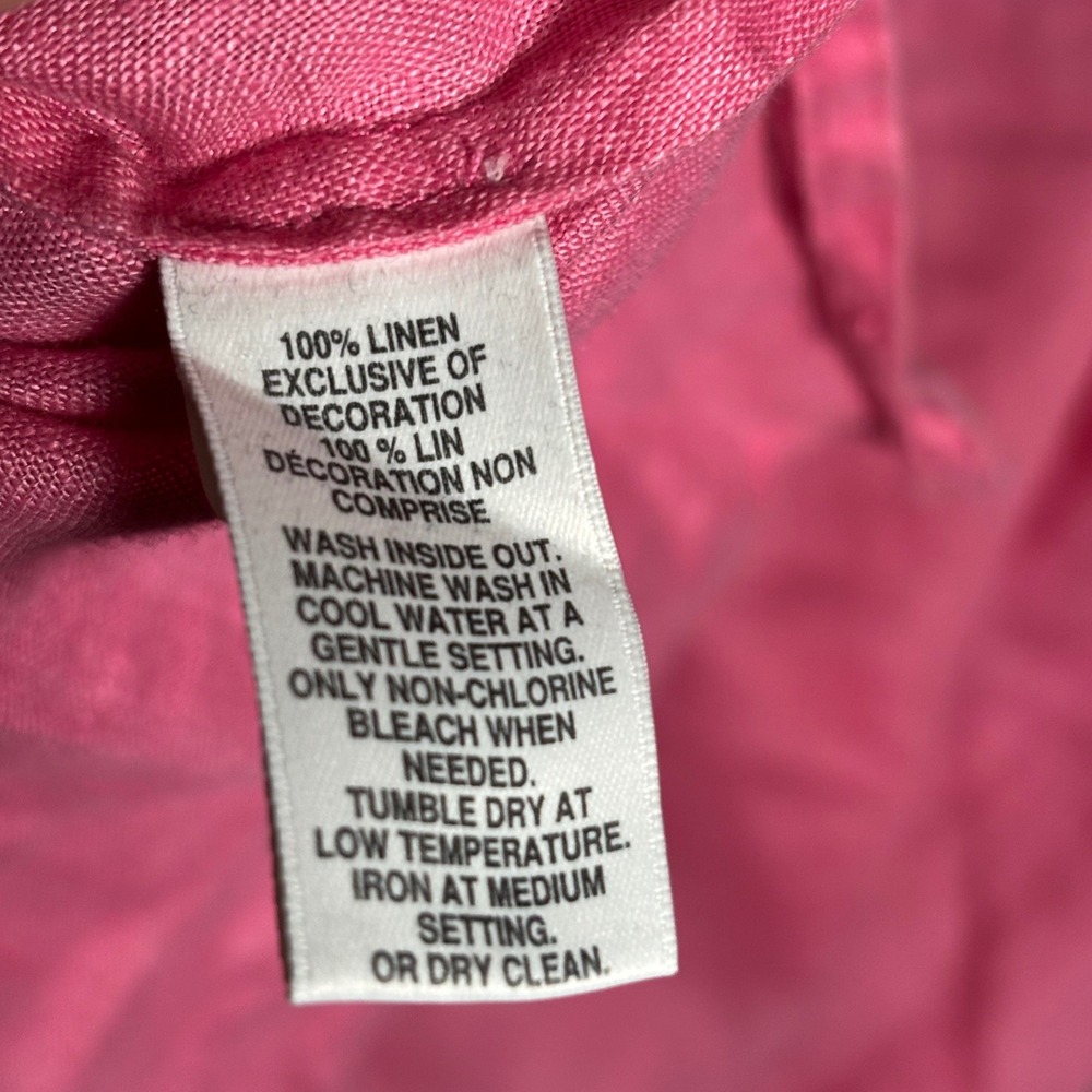 Blue Saks Fifth Avenue Tunic Womens Large Pink Linen Embroidered boho coastal - Picture 5 of 10
